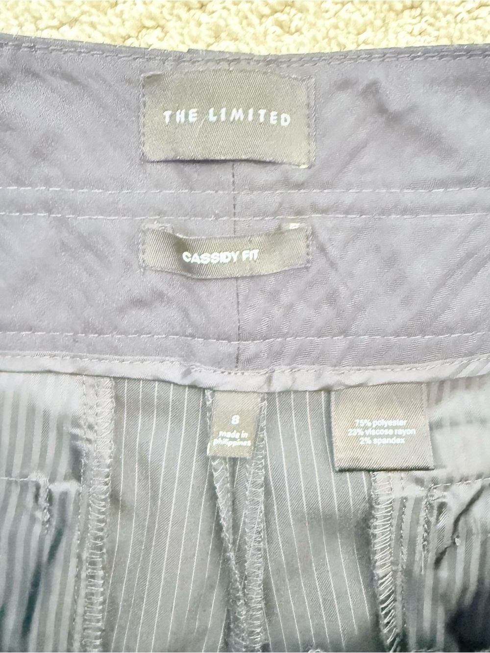 Y2K The Limited Black Pinstripe Knee-Length Bermuda Shorts - Picture 4 of 7